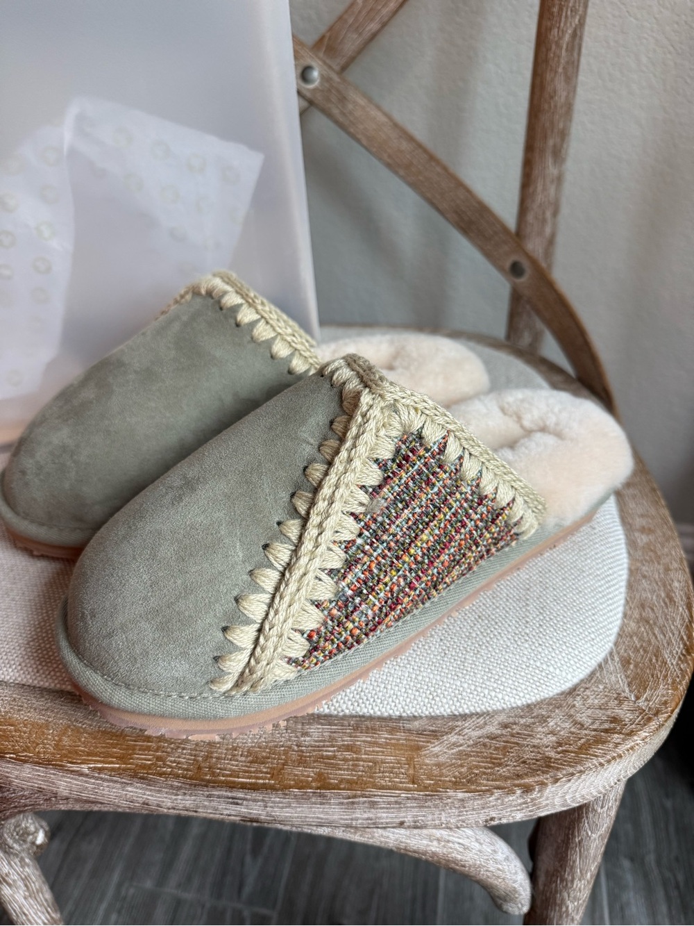 MOU Eskimo Crochet tweed Craft Slippers - Picture 5 of 8